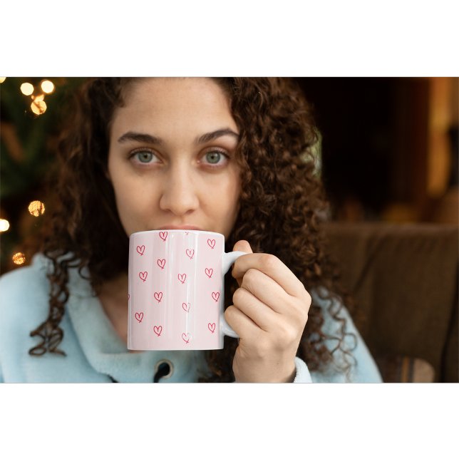 Romantic & Minimalistic Cute Pink Hearts  Coffee Mug (Creator Uploaded)