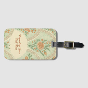 Romantic Mint Rose Vintage Victorian Personalized Luggage Tag