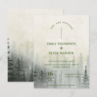 Romantic Misty Forest Watercolor Trees Wedding