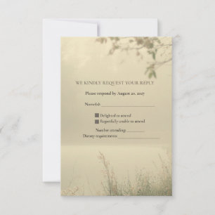 Romantic Misty Lakeside Vintage Wedding RSVP Card