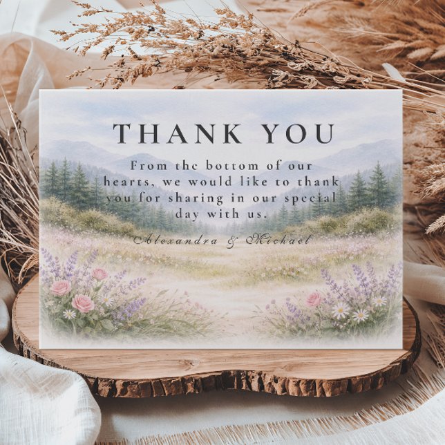 Romantic Misty Mountain Forest Wedding Thank You Card (Creator Uploaded)