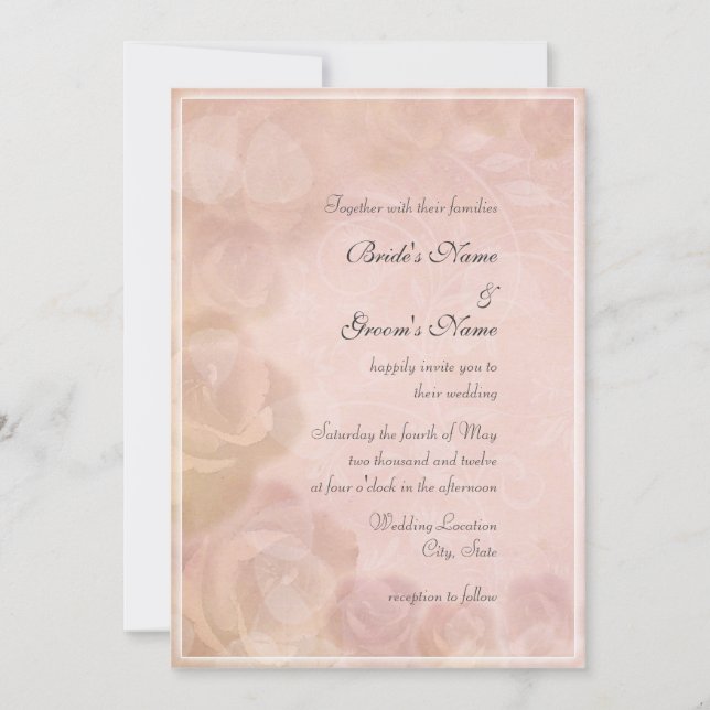 Romantic Misty Rose Custom Wedding Invitations (Front)