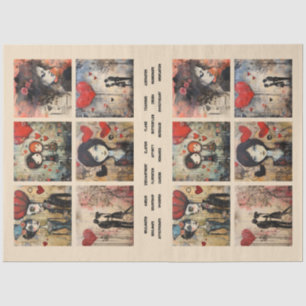 Romantic Mixed Media Background Couple Valentine 2 Tissue Paper
