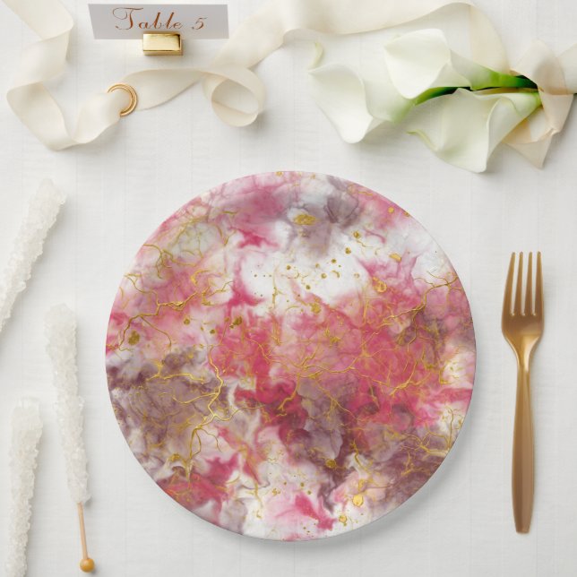 Romantic Modern Abstract Design Paper Plate (Wedding)