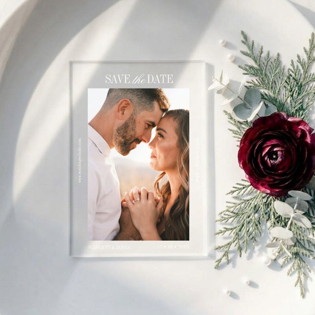 Romantic Modern Acrylic Photo Save the Date Invitations (Creator Uploaded)