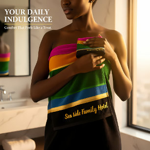 Romantic Modern Art Geometry rainbow stripes Bath Towel Set