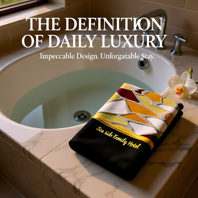 Romantic Modern Art Geometry -yellow orange white Bath Towel Set (Creator Uploaded)