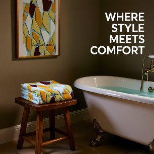 Romantic Modern Art Geometry -yellow orange white Bath Towel Set