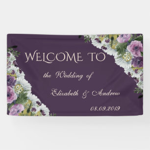 Romantic Modern Elegant Flowers Wedding Banner
