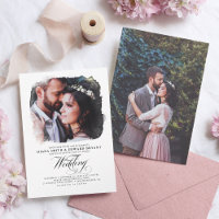 Romantic Modern Elegant Two Photos Wedding