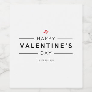 Romantic Modern February 14 Happy Valentine's Wine Label