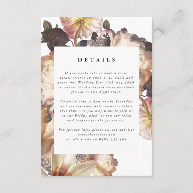 Romantic Modern Flower Floral enclosure card (Front)
