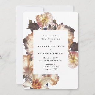 Romantic Modern Flower Floral Wedding Invitation