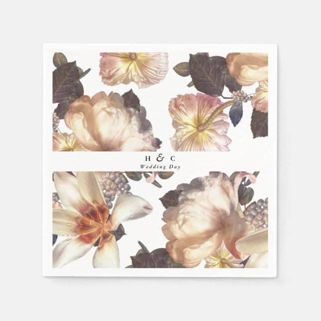 Romantic Modern Flower Floral Wedding Napkin (Front)