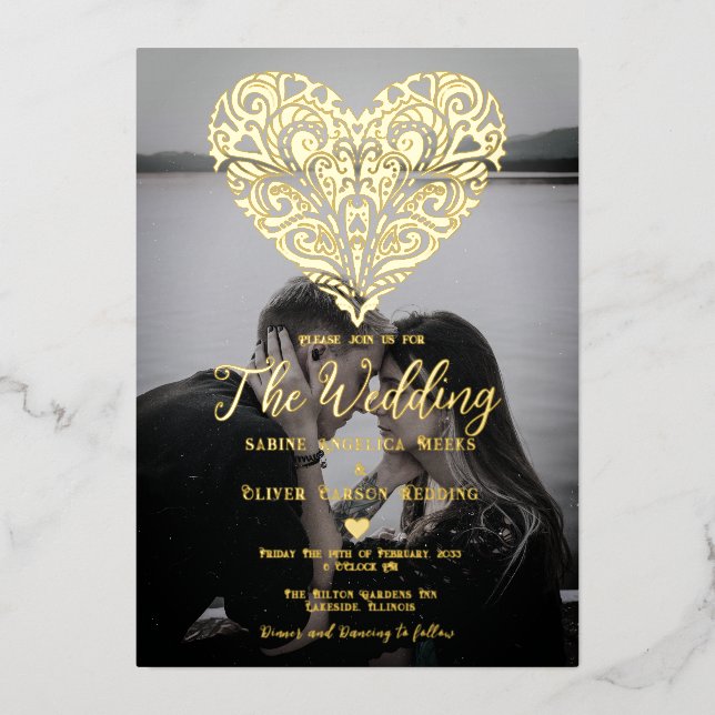 Romantic Modern Photo Foil Wedding (Front)