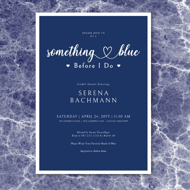 Romantic Modern Something Blue Before I Do Shower Invitation (Creator Uploaded)