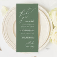 Romantic Modern Wedding Dinner Thank You Card