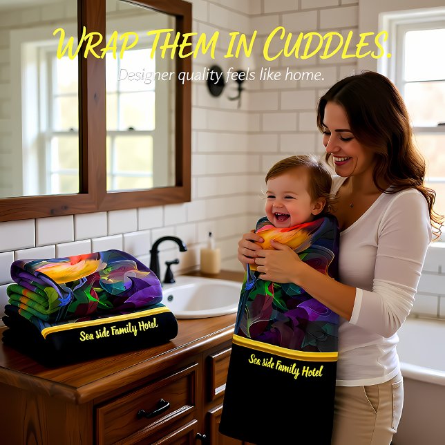 Romantic modern with a colourful bird monogram bath towel set (Creator Uploaded)