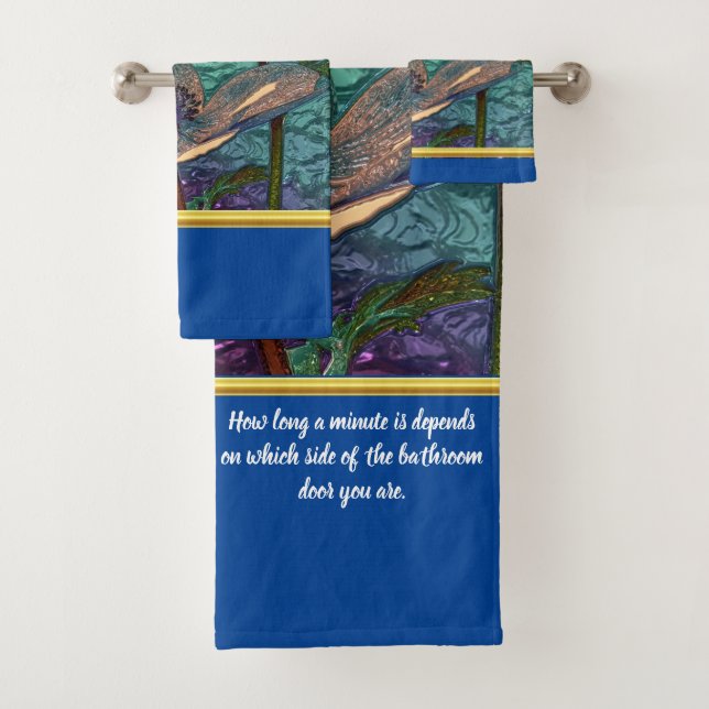 Romantic modern with gold foil glass flower bl bat bath towel set (Insitu)