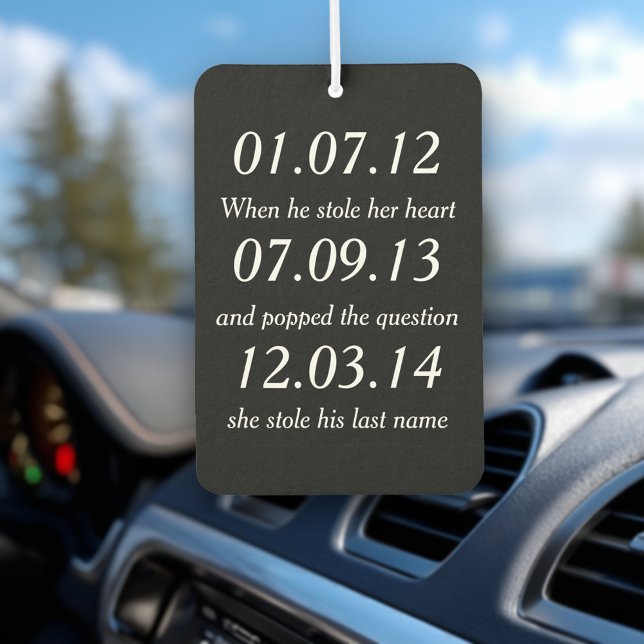 Romantic Moments Personalised Dates Custom Wedding Car Air Freshener (Creator Uploaded)