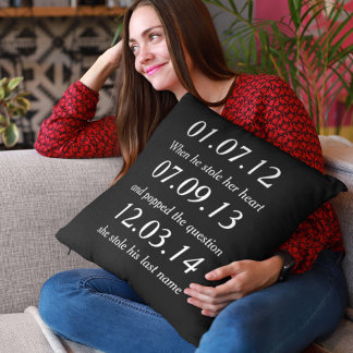 Romantic Moments Personalised Dates Custom Wedding Cushion