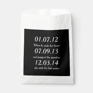 Romantic Moments Personalised Dates Custom Wedding Favour Bags