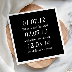 Romantic Moments Personalised Dates Custom Wedding Napkin