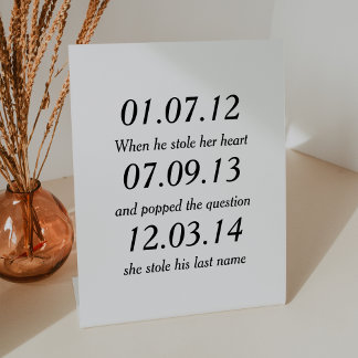 Romantic Moments Personalised Dates Custom Wedding Pedestal Sign