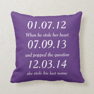 Romantic Moments Personalized Dates Custom Wedding Cushion