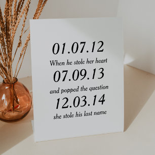 Romantic Moments Personalized Dates Custom Wedding Pedestal Sign