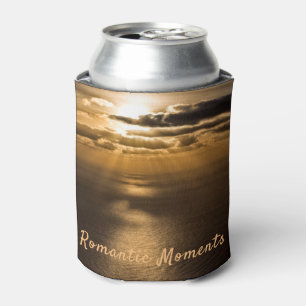 Romantic moments sunset ocean photo with text can cooler