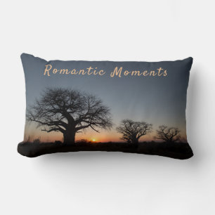 Romantic Moments Sunset Sacred Baobabs photo text Lumbar Cushion
