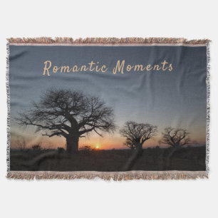Romantic Moments Sunset Sacred Baobabs photo text Throw Blanket