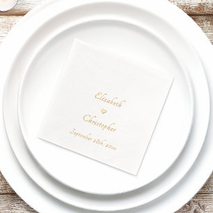 Romantic Monogram Wedding Date Party Cocktail Gold Foil Napkins