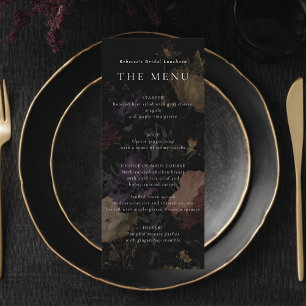 Romantic Moody Dark Flowers Wedding Bridal Shower Menu