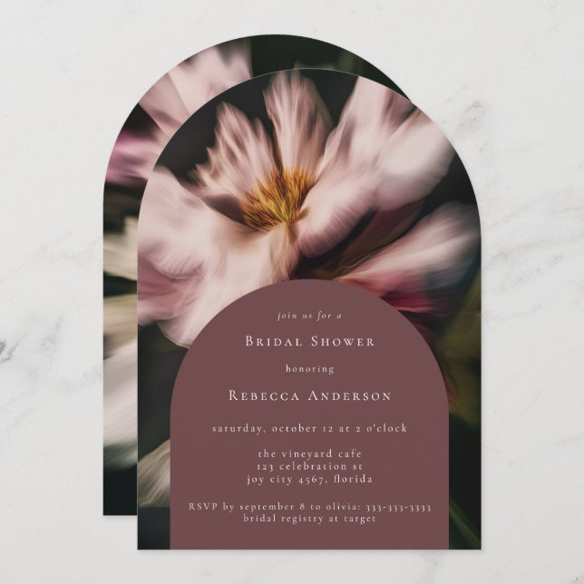 Romantic Moody Flowers Floral Bridal Shower Arch Invitation (Front/Back)