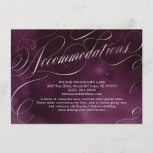 Romantic Moody plum calligraphy accommodation Enclosure Card