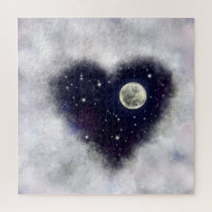 Romantic Moon Puzzle Heart - Love
