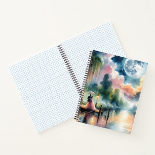 Romantic Moonlight Watercolor Night Scene Notebook