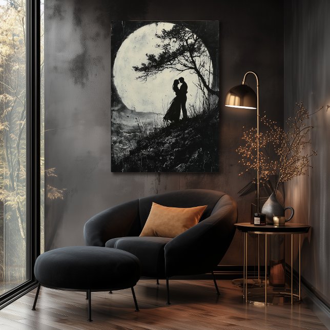 Romantic Moonlit Embrace - Charcoal Style Poster (Creator Uploaded)