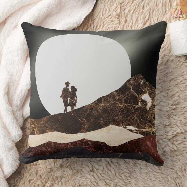 Romantic Moonlit Marble Landscape Cushion (Blanket)