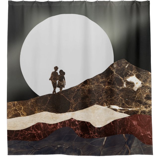 Romantic Moonlit Marble Landscape Shower Curtain (Front)