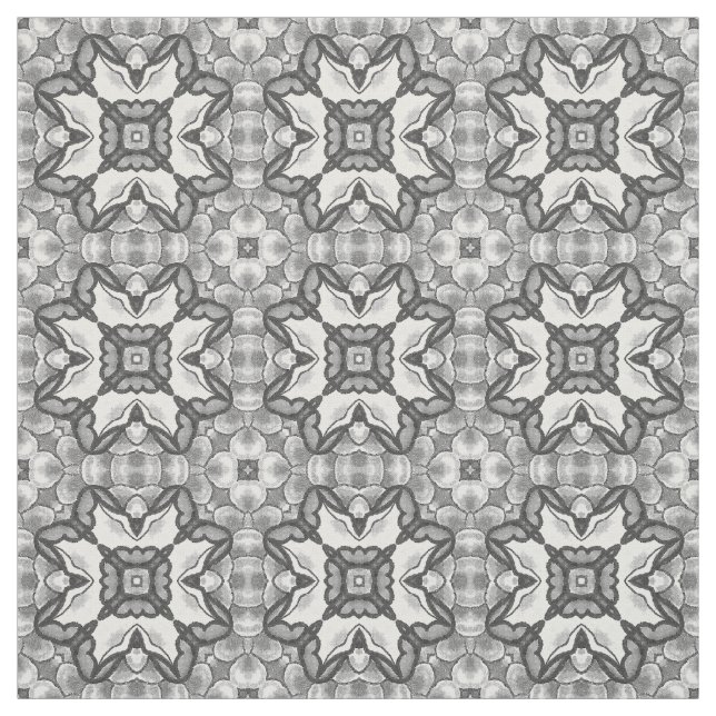 Romantic Moroccan Abstract Floral Tile Pattern Fabric (Swatch)