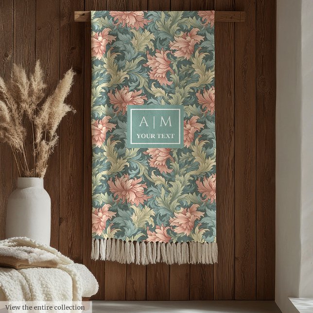 Romantic Morris style pimpernel personalised cosy  Fleece Blanket (Romantic Morris style pimpernel personalized cozy Fleece Blanket)
