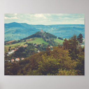 Romantic mountain landscape poster
