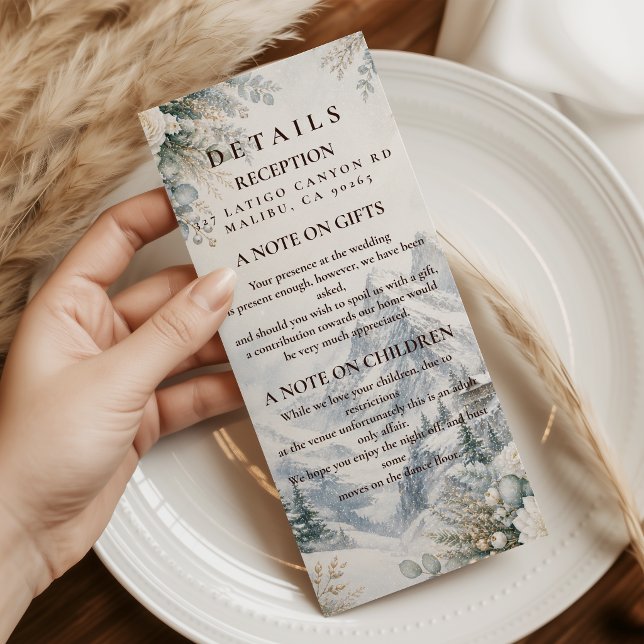 Romantic Mountain Winter Wedding Enclosure Card (Creator Uploaded)