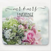 Romantic Mr. & Mrs. Pink Rose Floral Wedding