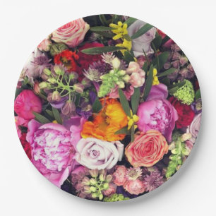 Romantic Multi-coloured Floral  Paper Plate