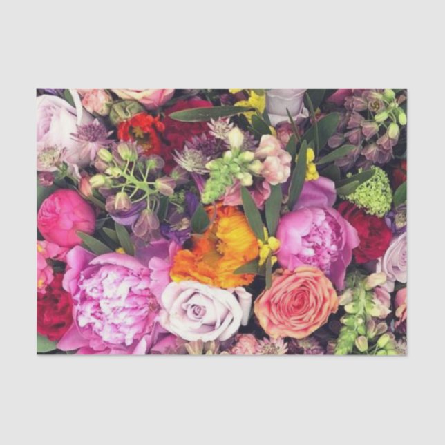 Romantic Multi-coloured Floral  Tissue Paper (Front)