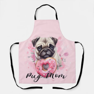 Romantic Mum Pug with Lovely Doughnut Apron